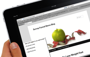 Mockup of a tablet with a presentation on the screen