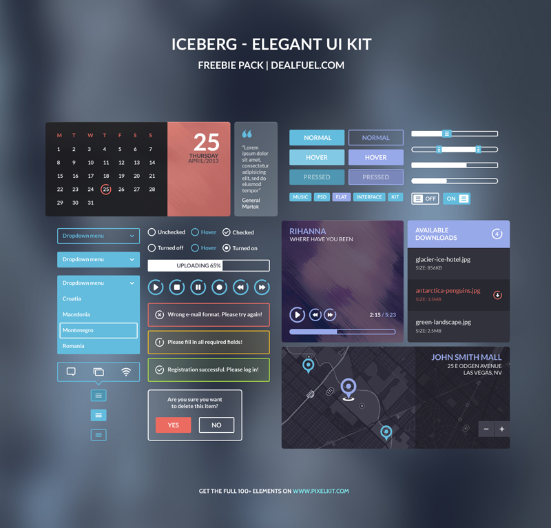 preview of elegant-ui-kit bundle Iceberg elegant free UI kit Preview