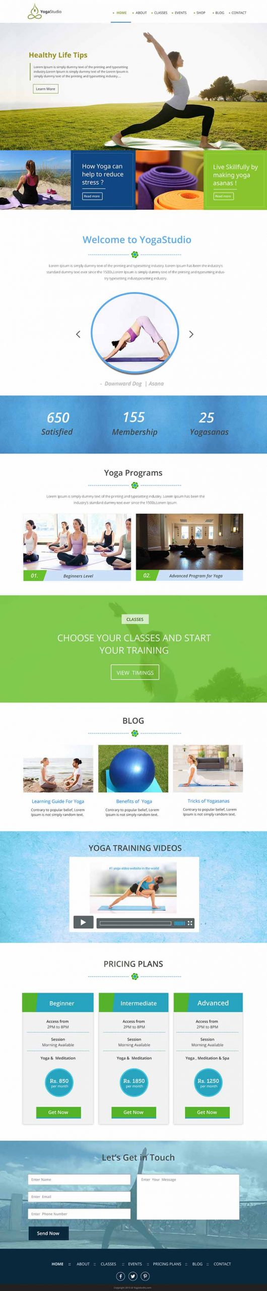 Yoga-Studio-PSD-template Long collage of Yoga Studio PSD template