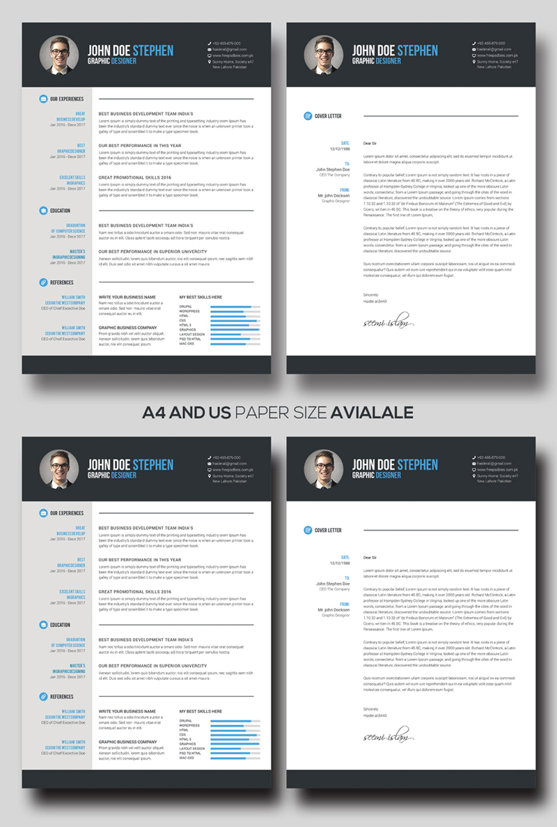 Resume-psd-templates Resume template in A4 sizes