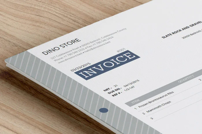 close-up preview of an Invoice placed on a desk, Simple HTML Invoice Template html invoice template free bill html template