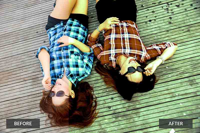 free actions for photoshop Photoshop action before after image of two girls laying on wooden floor