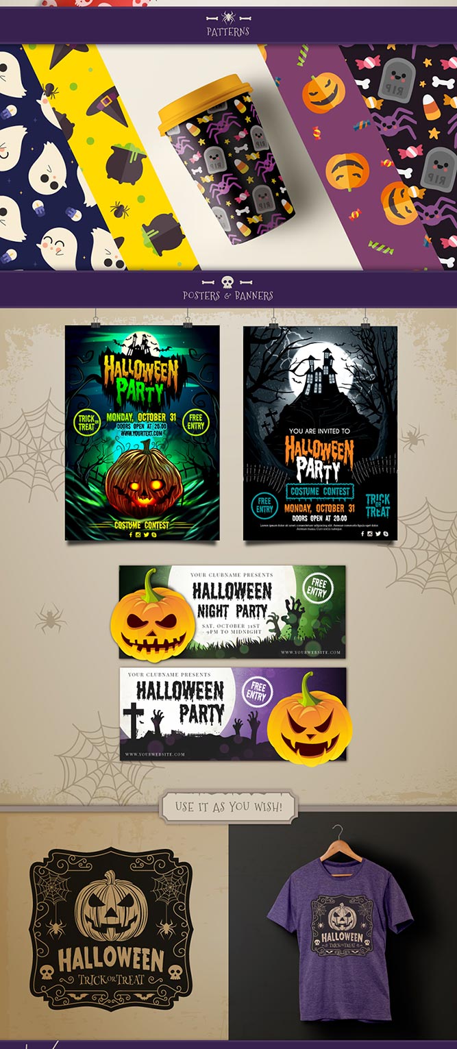 halloween-vectors-mockups halloween vectors in mockups