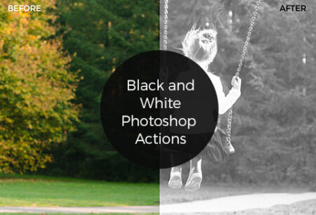 Black and white Photoshop action feature image