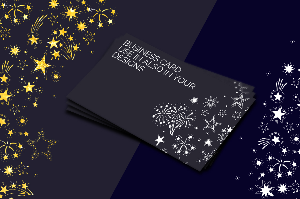 Starry elements on Business card mockup