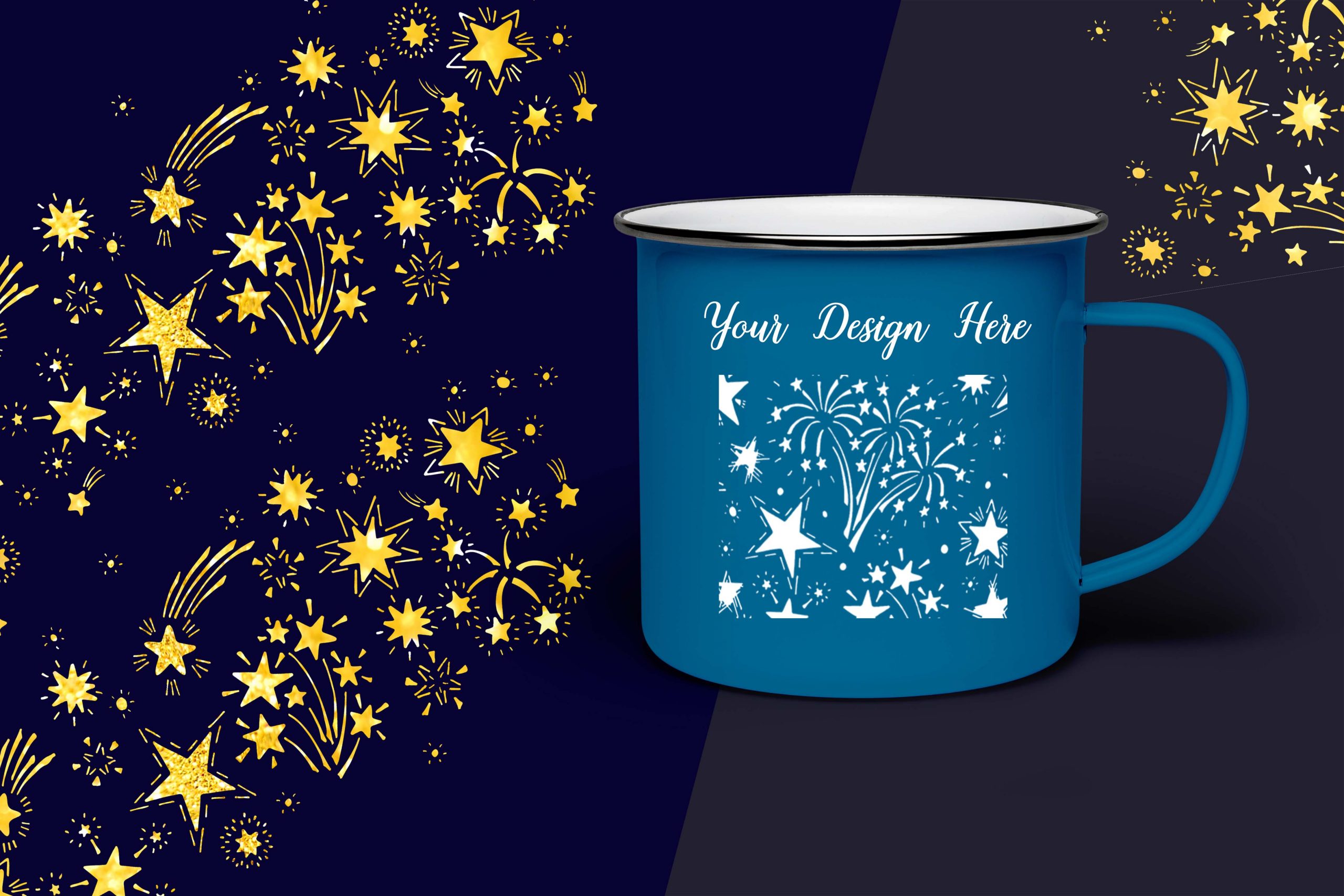 Starry elements on a cup mockup 
