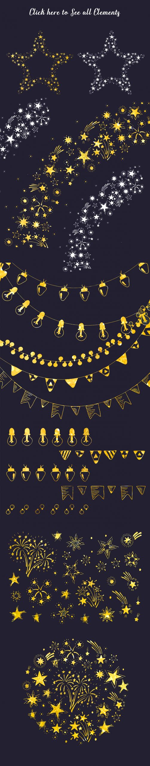 Long collage of starry elements