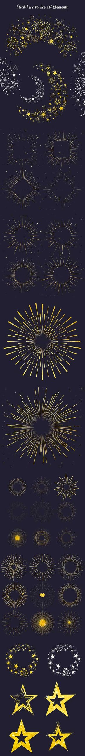 Long collage of starry elements and patterns 