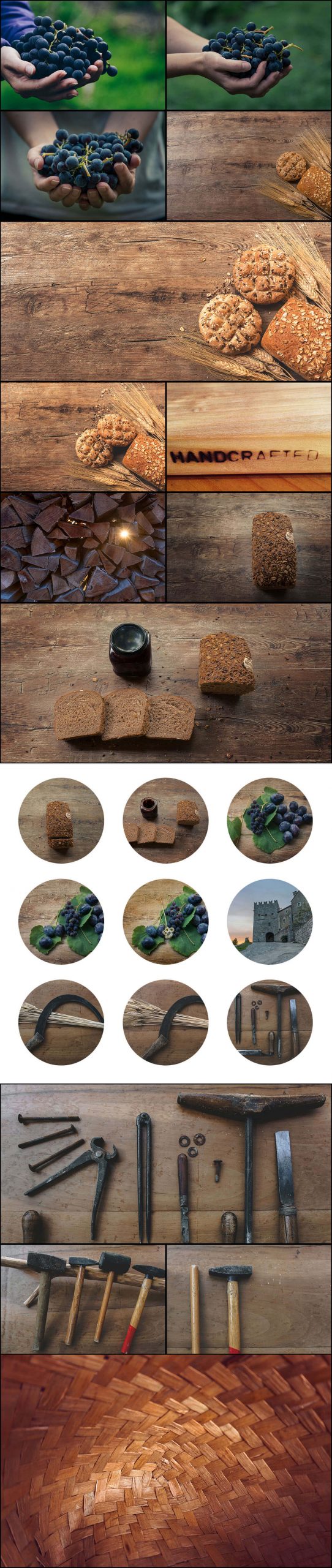 Veryday-stock-photos Long carousal of berries, bread and metal tool images