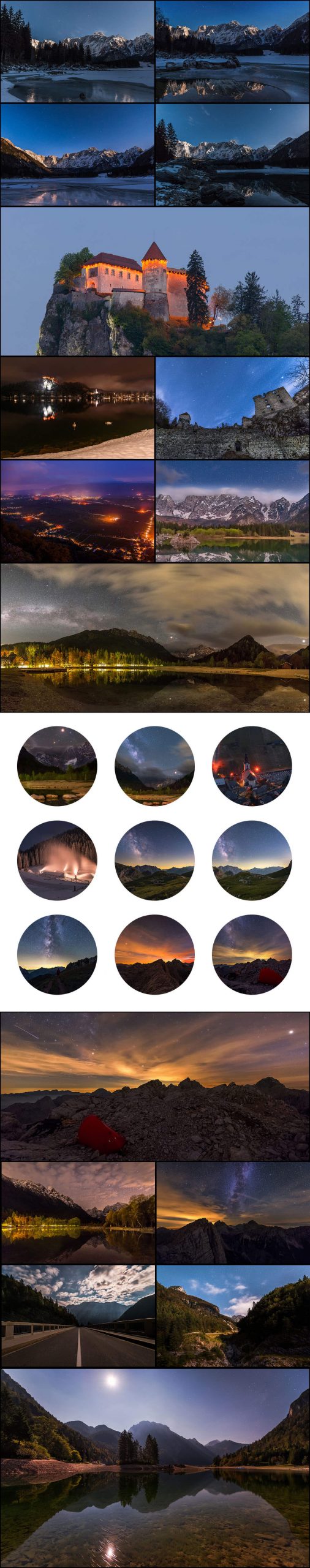 Nightscape-Stock-Photos Long collage of Nightscape stock images