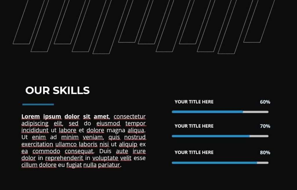 black creative PowerPoint Slide template displaying information .