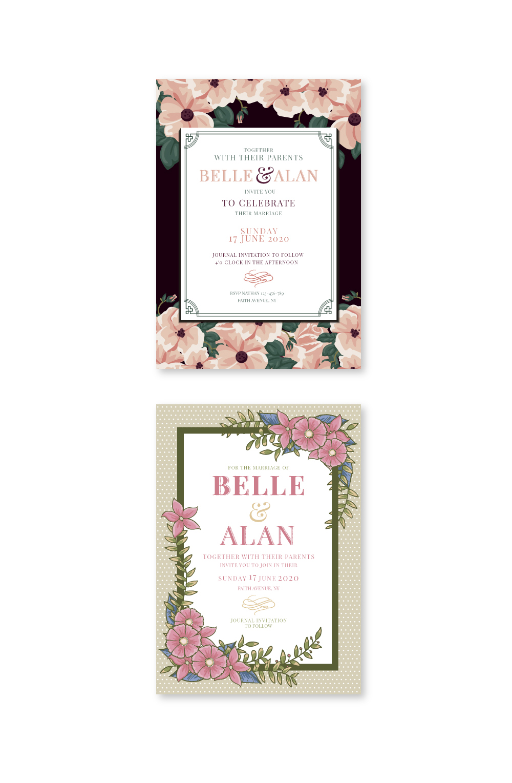 Beautiful floral wedding invitation templates Beautiful floral wedding invitation templates editable templates