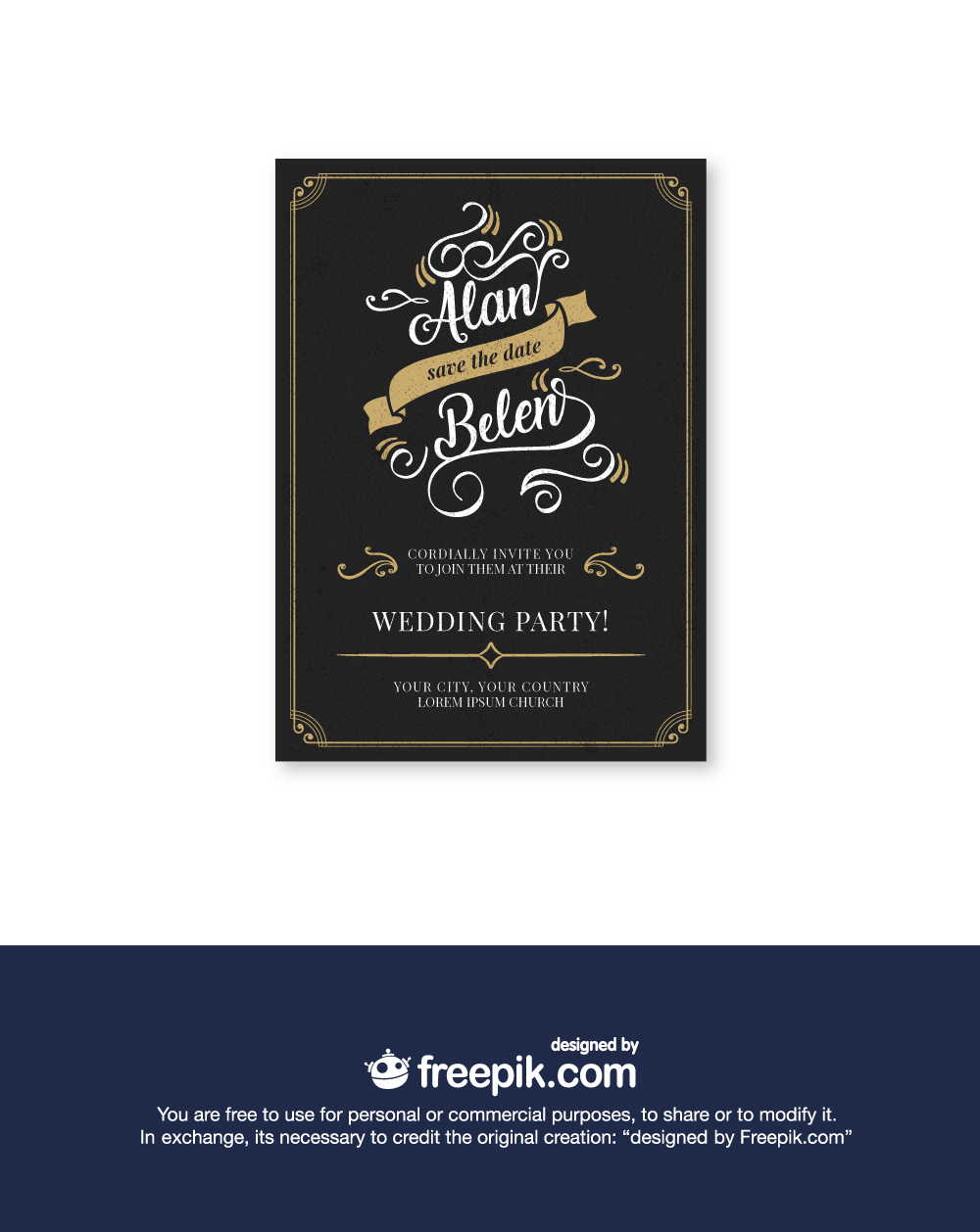 golden wedding invitation templates Black and brown and golden wedding invitation templates