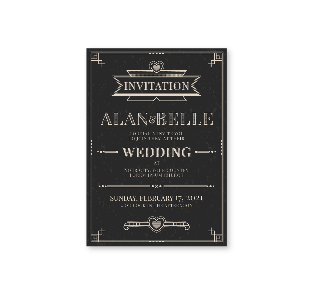 Dark themed wedding Invitation template Dark themed wedding Invitation template