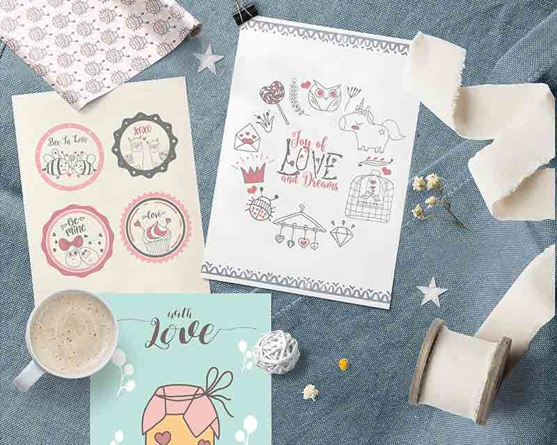 Cute Love vector element mockup