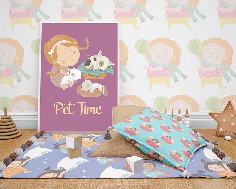 Kids vector elements poster mockup