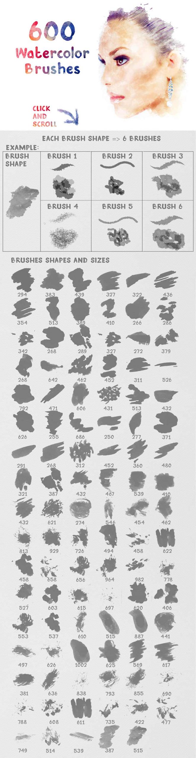 Watercolor-brush-strokes Watercolor Brushes for Photoshop free bundle