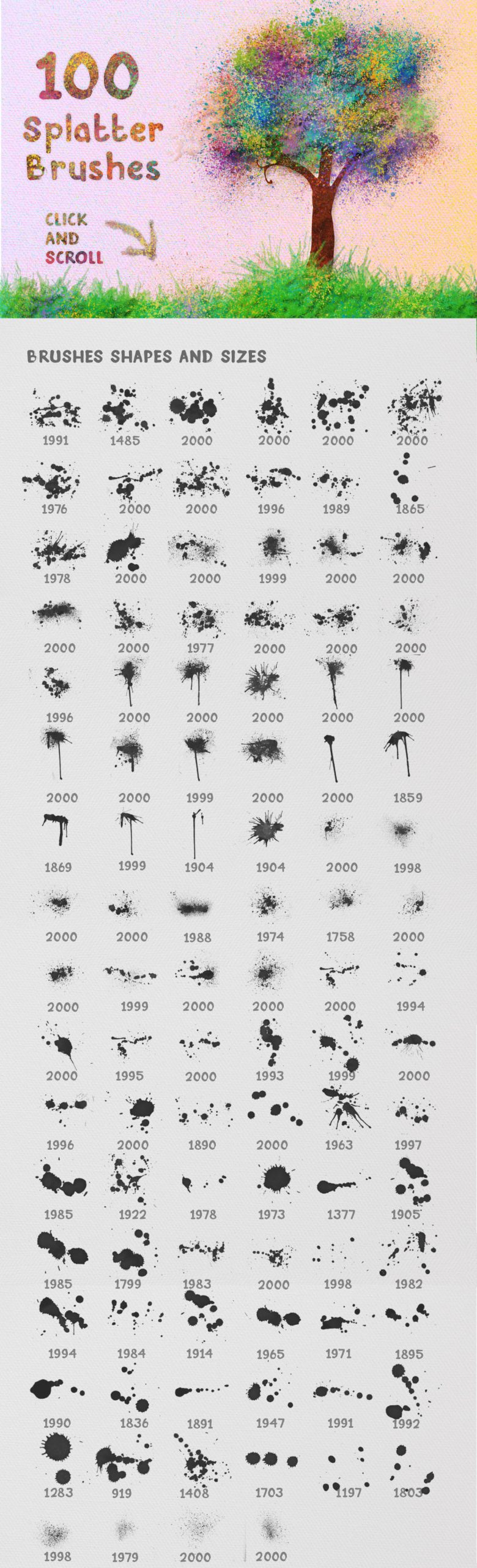 splatter-brushes Carousal of 100 Splatter Brushes