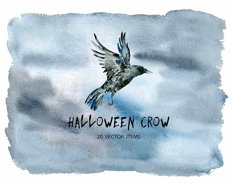 20 Halloween Crow Vectors