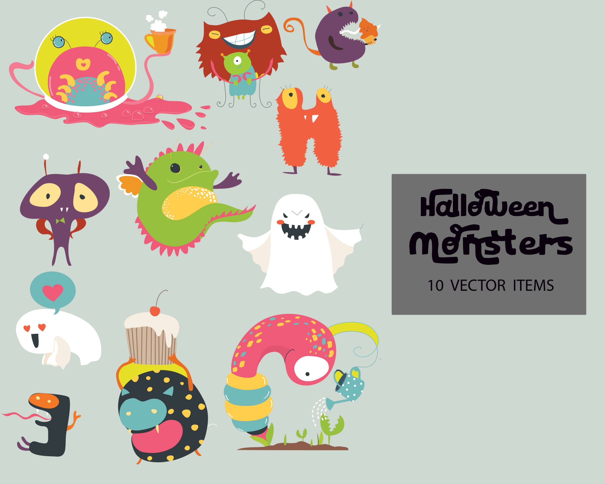 Cute Halloween Monsters Vectors