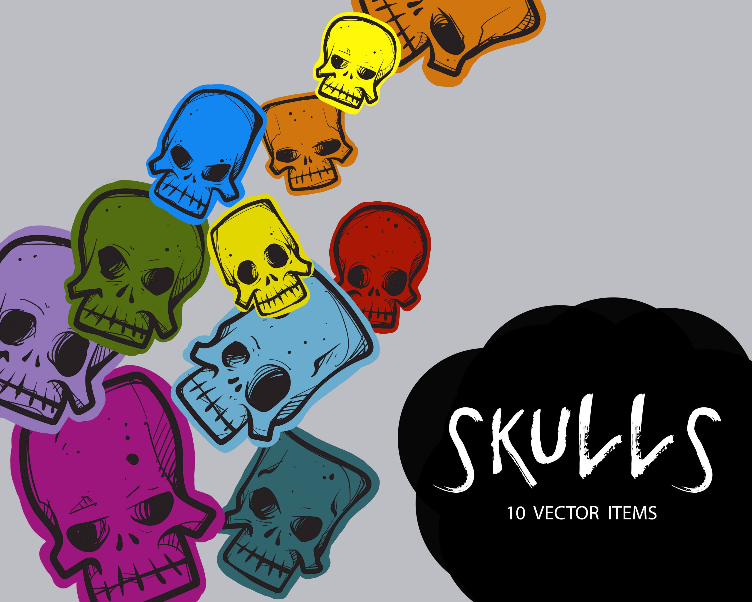 Spooky Vector Images - 10 Skulls Vectors 