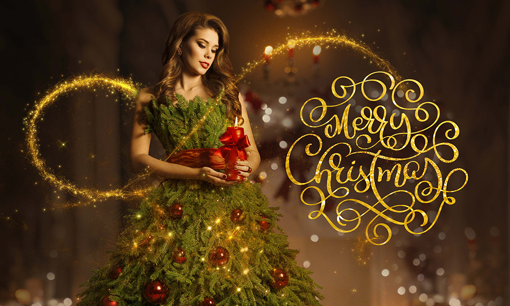 Merry Christmas Text overlay 50 Photo & Text Overlays Bundle - Merry Christmas Girl