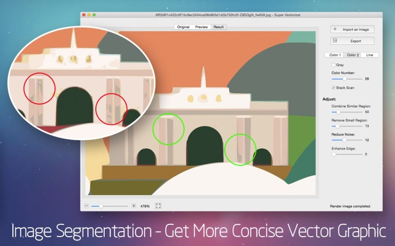 Super Vectorizer Tool is used to vectorize a monument.
