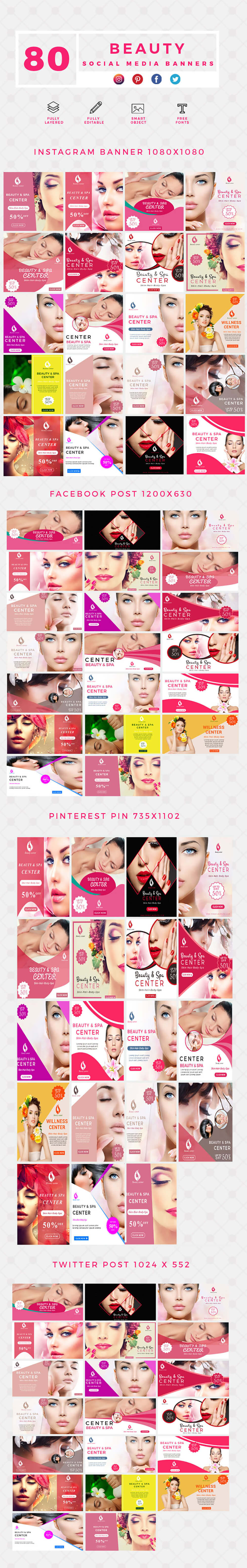 Social media banner Templates carousal Carousal of, instagram, twitter, Pintrest and facebook banner templates