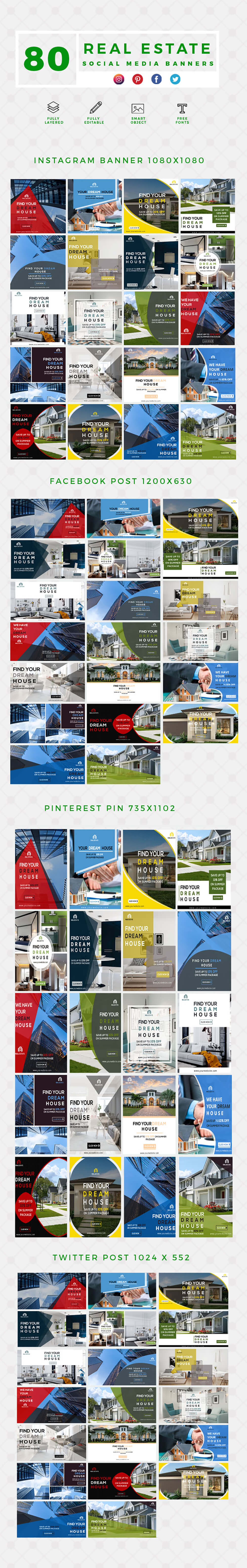 real-estate-social-media-banner-template Real-estate social media banner template long carousal