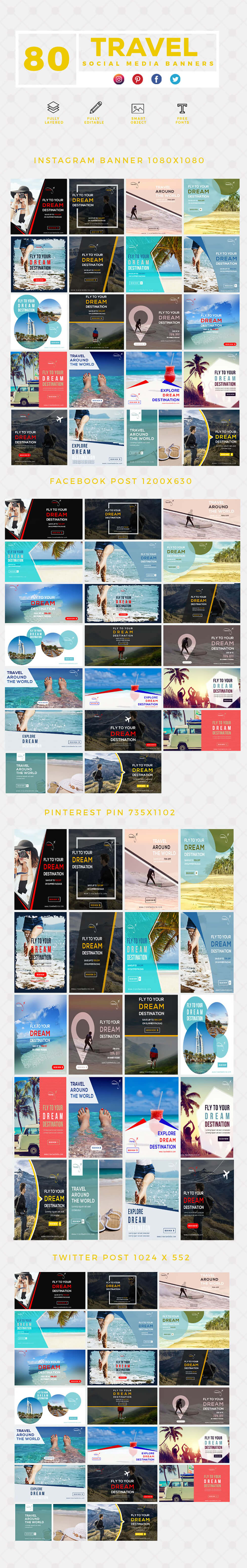 Travel-social-media-banner-template long carousal of Travel social media banner template