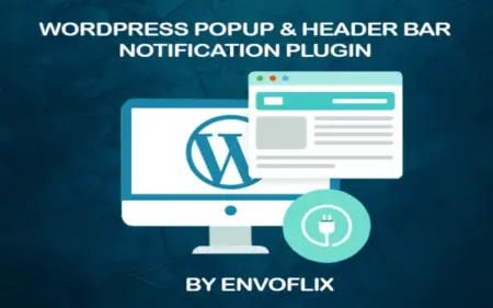 Envoflix wordpress header bar and pop notification feature image
