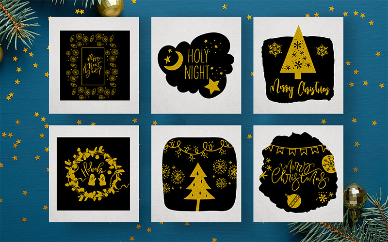 Glitterati Holiday Photoshop Elements preview with blue background Glitterati Holiday Photoshop Elements preview with blue background