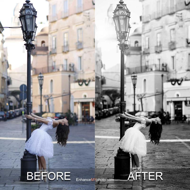 Image transformation using sepia tone Photoshop action.