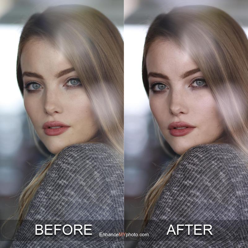 Soft glow effect applied to a portrait - before and after.