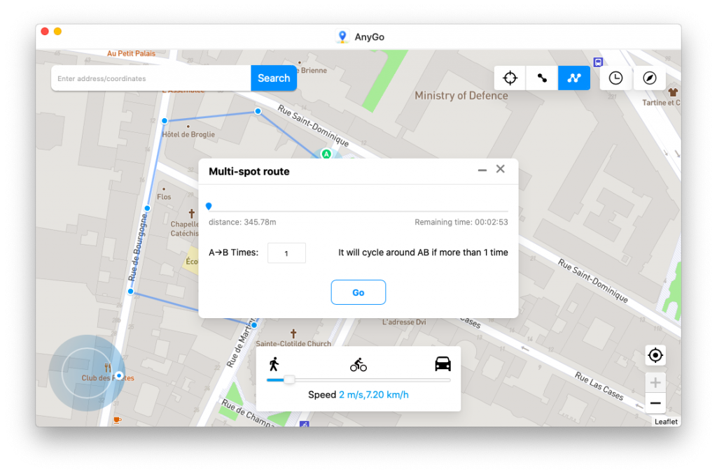 Multi spot mode of AnyGo location Spoofer