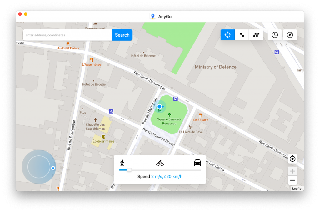 Teleportation mode of AnyGo - Location Spoofer