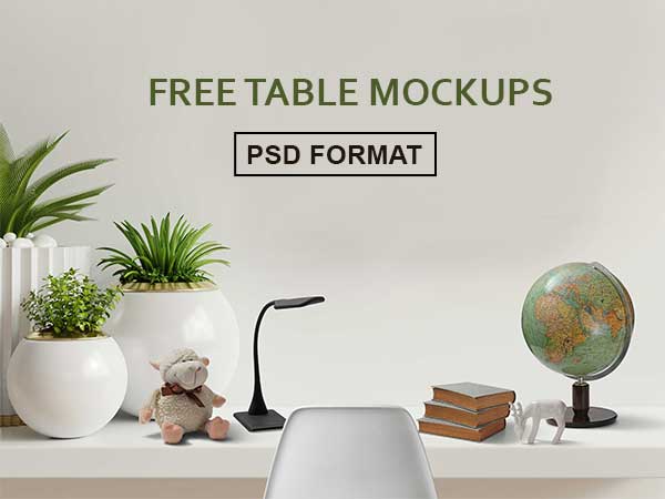 Free table mockups in PSD Format