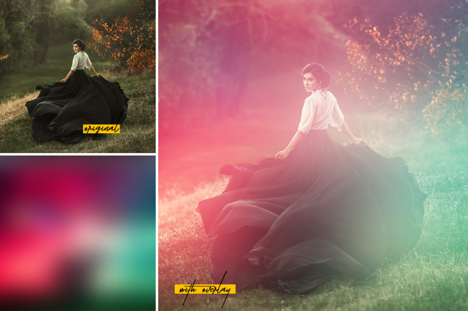 Light leak effect on woman: before and after