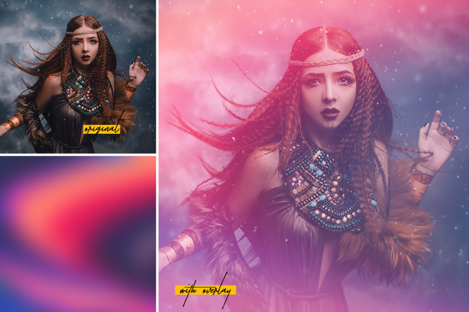 Light leak effect on woman: before and after