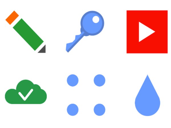 Keys, drops, pen logotype design