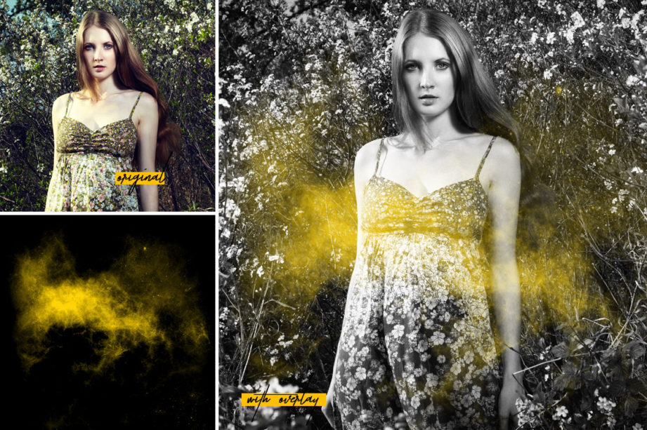 Grunge effect on woman: before and after