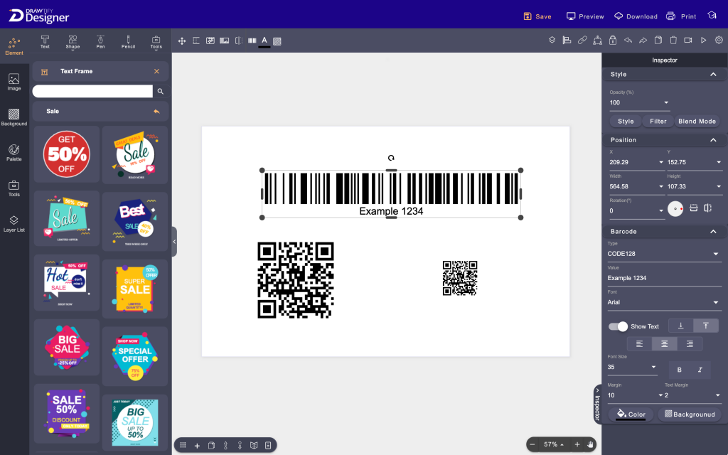Codes feature of Drawtify