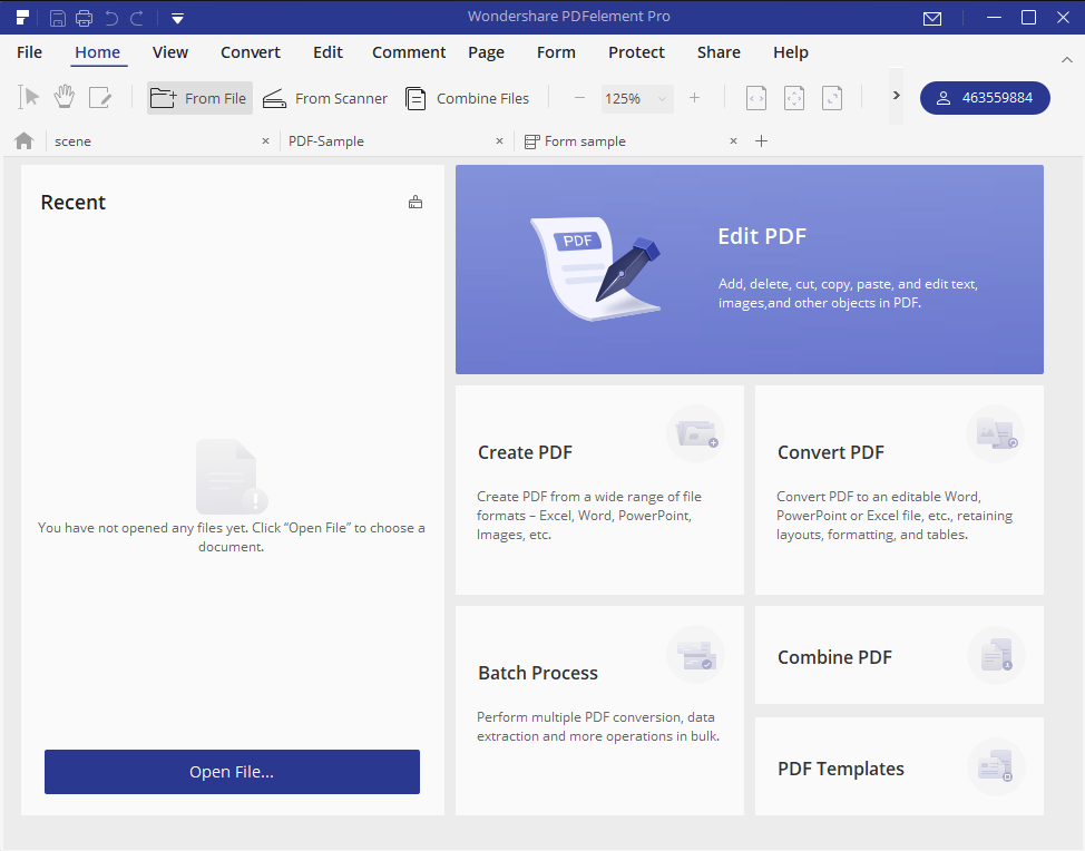 PDF Element Pro user dashboard