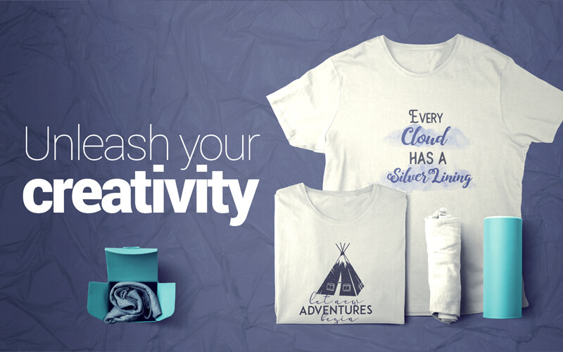 White t-shirt against blue background