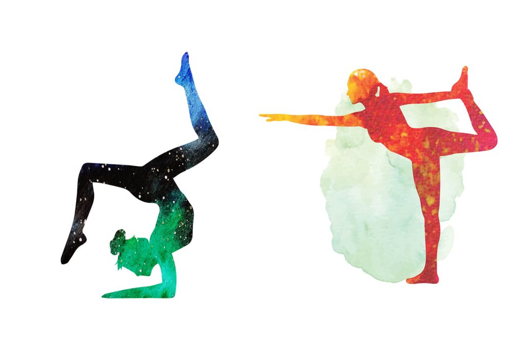 yoga poses captured in beautiful watercolor illustrations