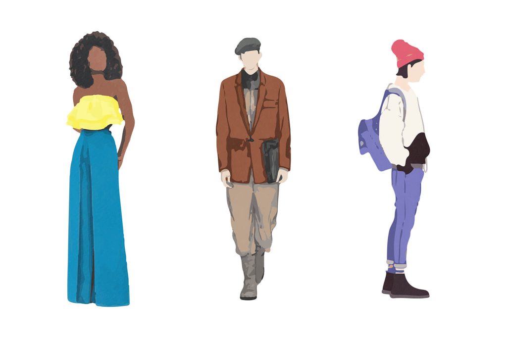 watercolor illustration of British fashion