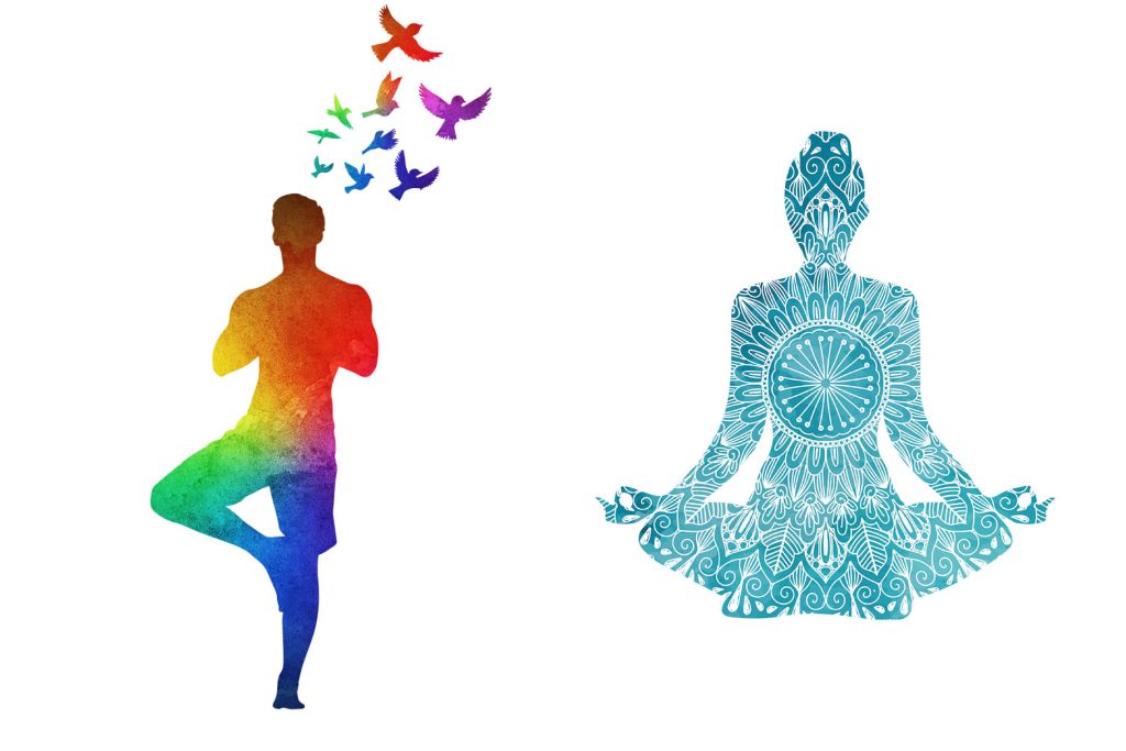 Watercolor illustrations showcasing yoga postures