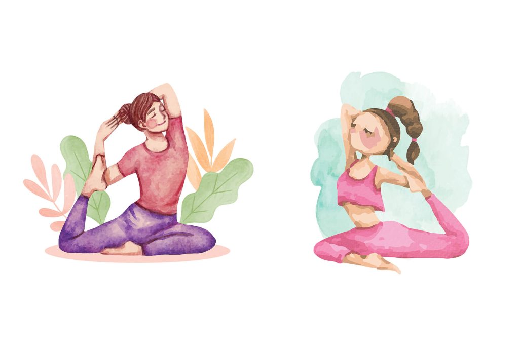 Yoga poses in stunning watercolors