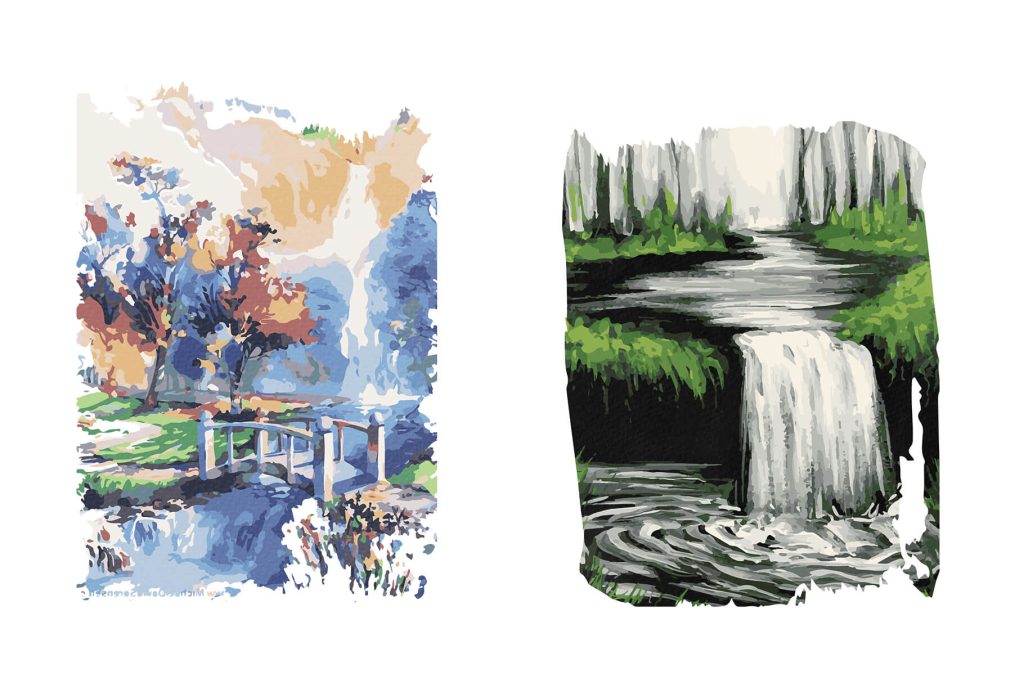 waterfall watercolor illustrations