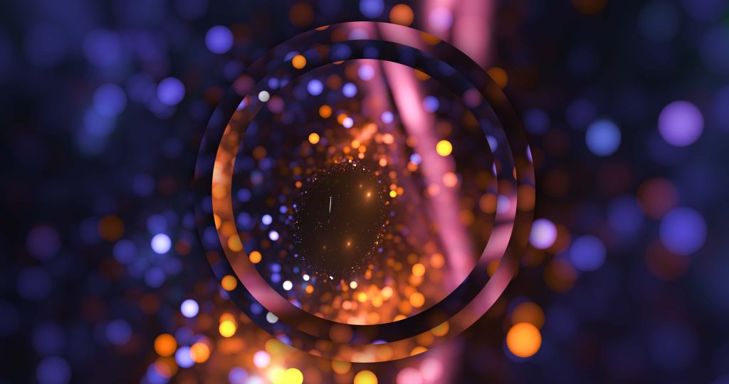 Abstract galaxy background with blue and yellow orbs